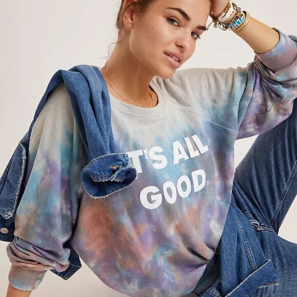 anthropologie Tops - Anthropologie It's All Good Tie-Dye Sweatshirt XS